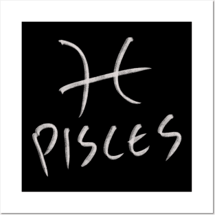 Hand Drawn Pisces Zodiac Signs Posters and Art